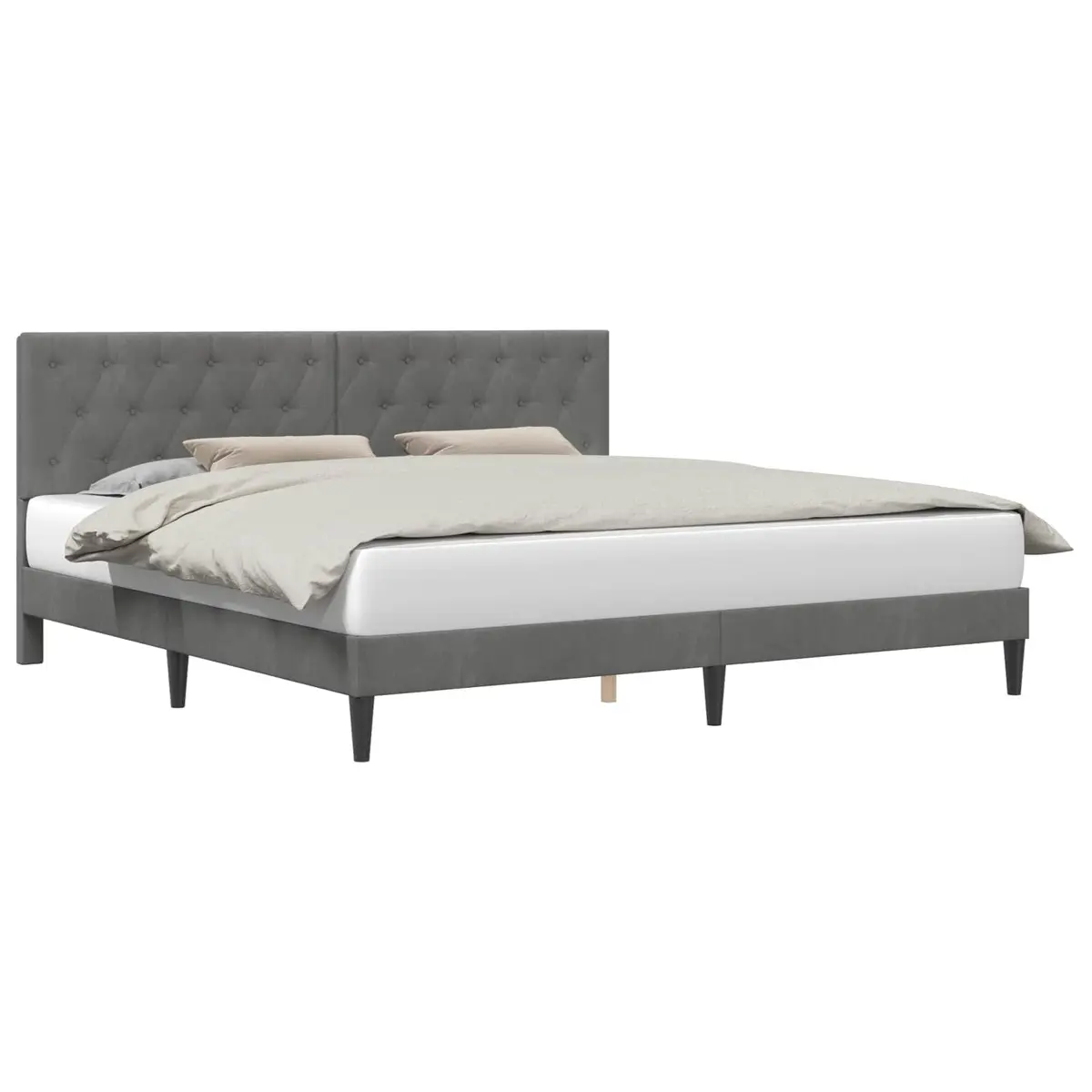 Bed Frame Velvet Headboard Dark Grey 180 x 200 cm