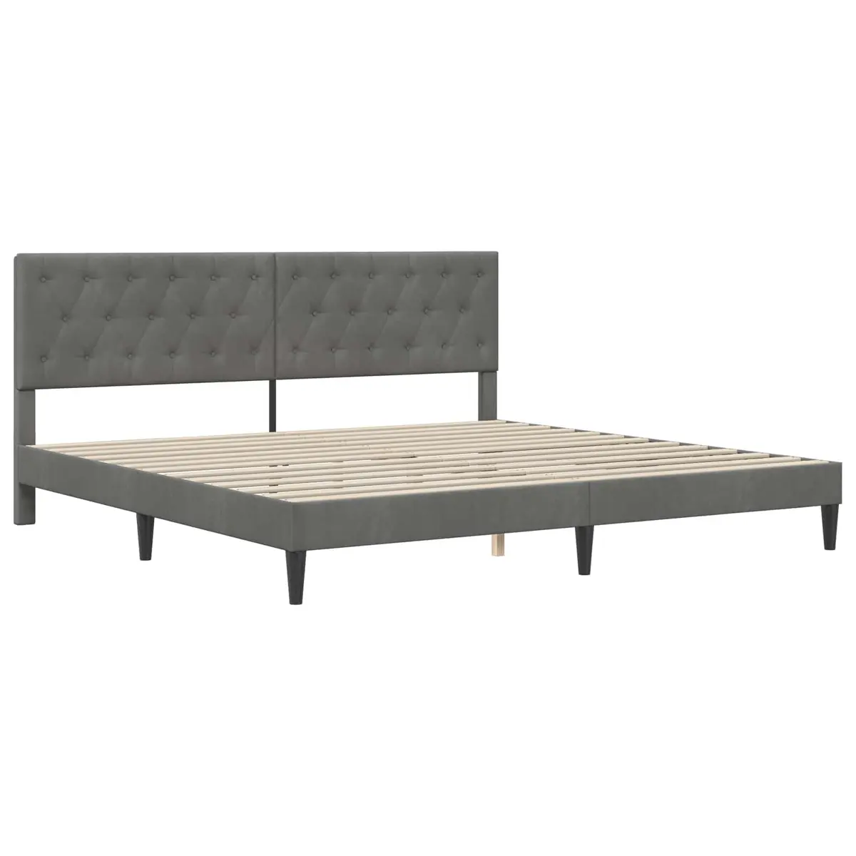Bed Frame Velvet Headboard Dark Grey 180 x 200 cm
