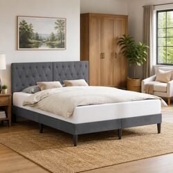 Friendly Dark Grey Velvet Bed Frame for Your Bedroom