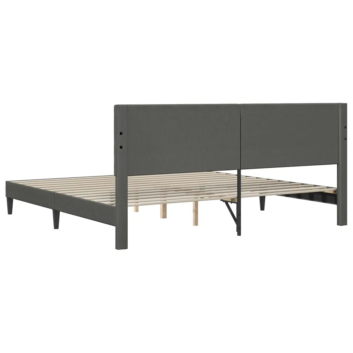 Bed Frame with Headboard Corduroy Fabric Dark Grey 180 x 200 cm Modern