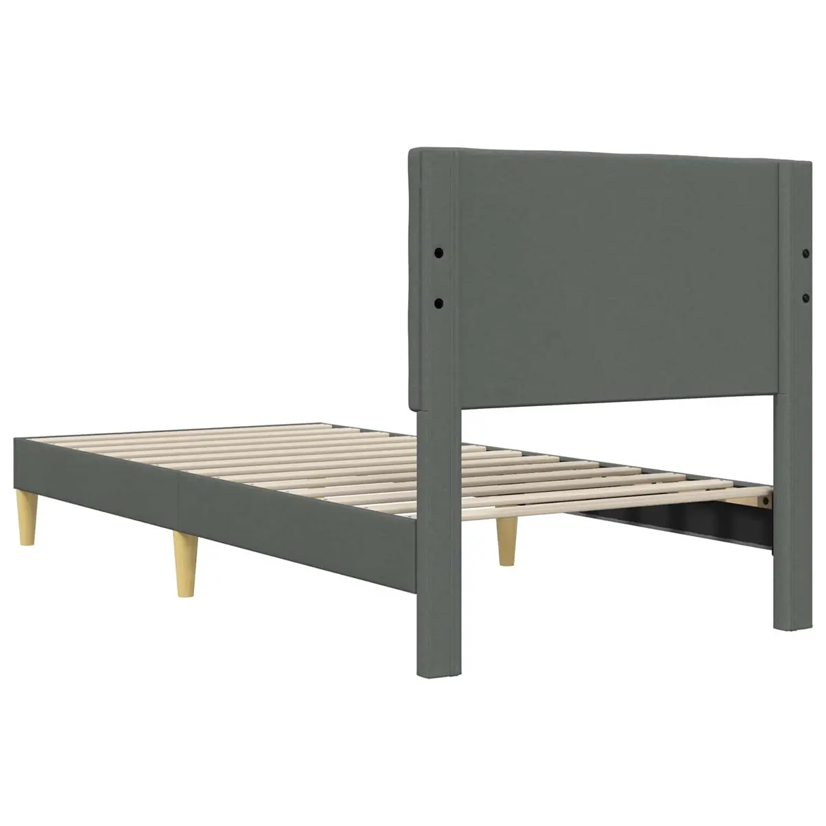 Bed Frame with Fabric Headboard Dark Grey 90 x 190 cm