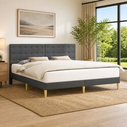 Your Ideal Dark Grey Bed Frame with Fabric Headboard