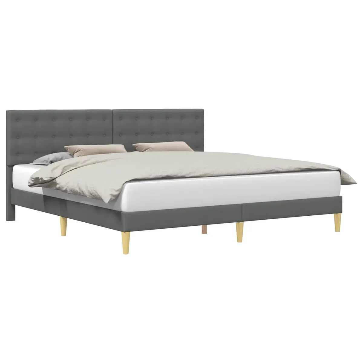 Dark Grey Bed Frame with Fabric Headboard