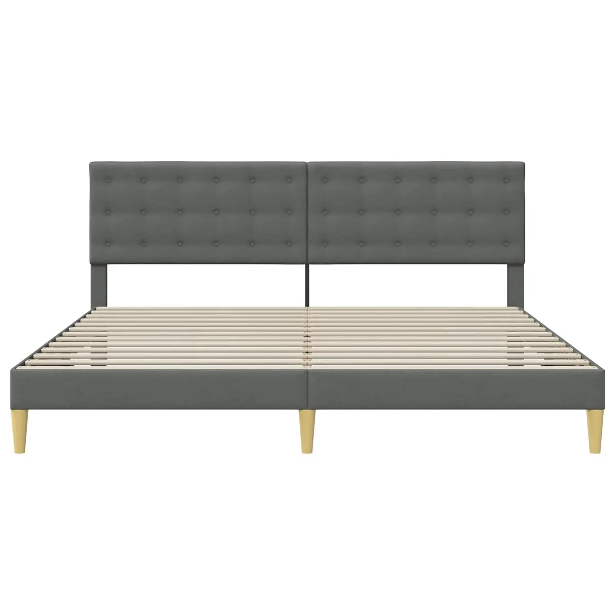 Dark Grey Bed Frame with Fabric Headboard