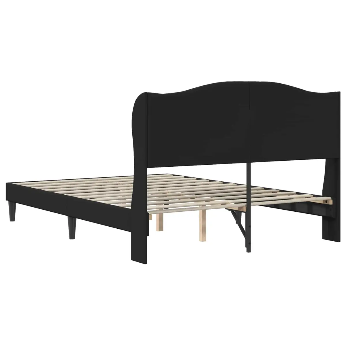 Modern Black Bed Frame with Headboard Faux Leather Bedroom Furniture 137x190cm