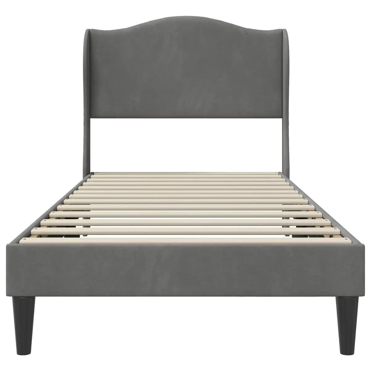 Bed Frame with Headboard Velvet Upholstery Dark Grey 90 x 190 cm Modern