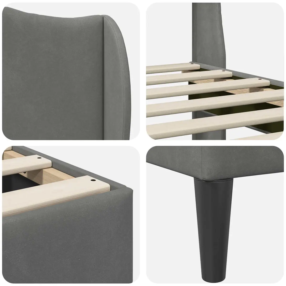 Dark Grey Velvet Bed Frame