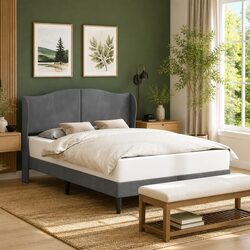 Your New Velvet Bed Frame with Headboard Dark Grey 153 x 203 cm