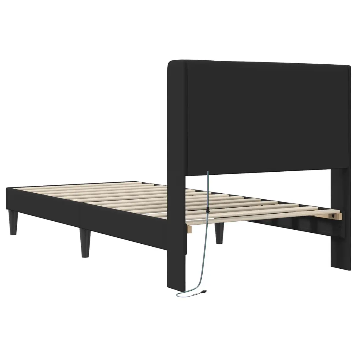 Bed Frame with LED Strip Lights Black 90 x 190 cm Faux Leather Modern Design