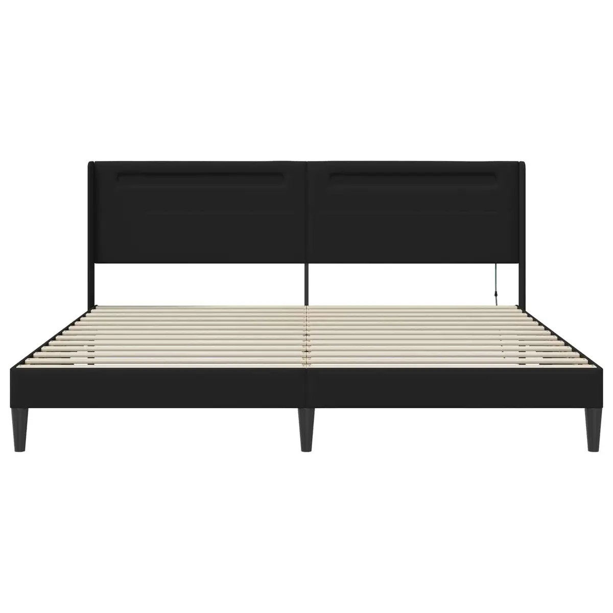 Black Bed Frame with Multicolour LED Strip Lights Faux Leather 180x200cm