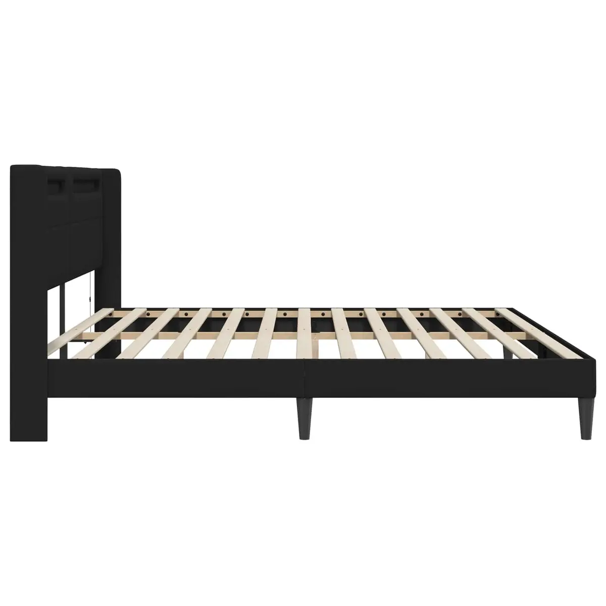 Black Bed Frame with Multicolour LED Strip Lights Faux Leather 180x200cm