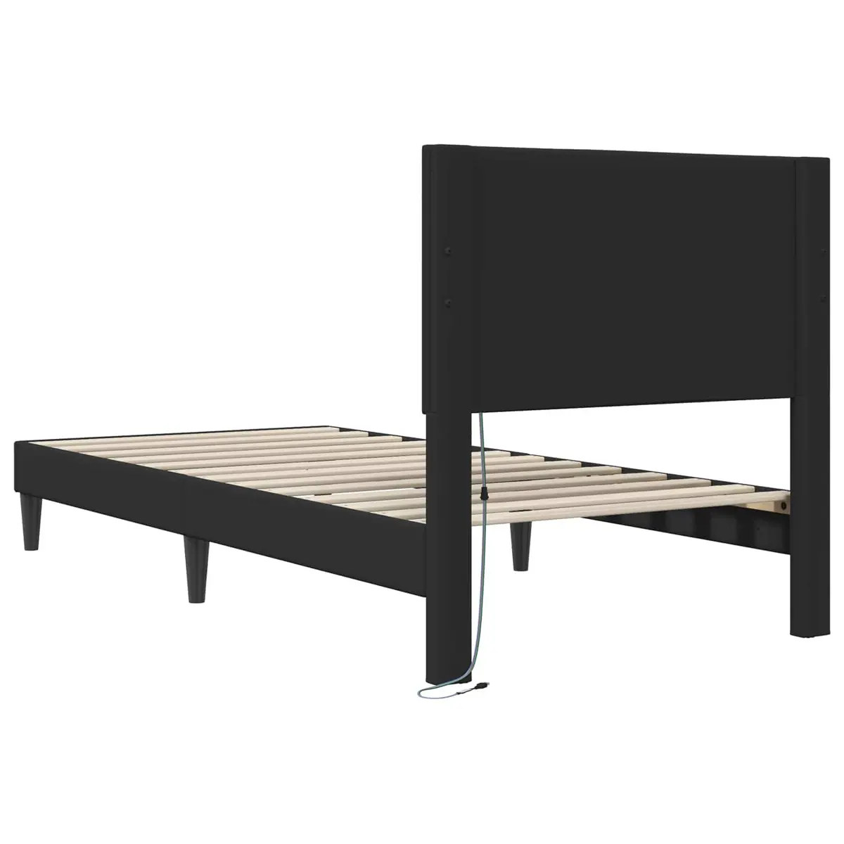 Black Bed Frame 90 x 190 cm Modern Bedroom Furniture Faux Leather Slatted Base