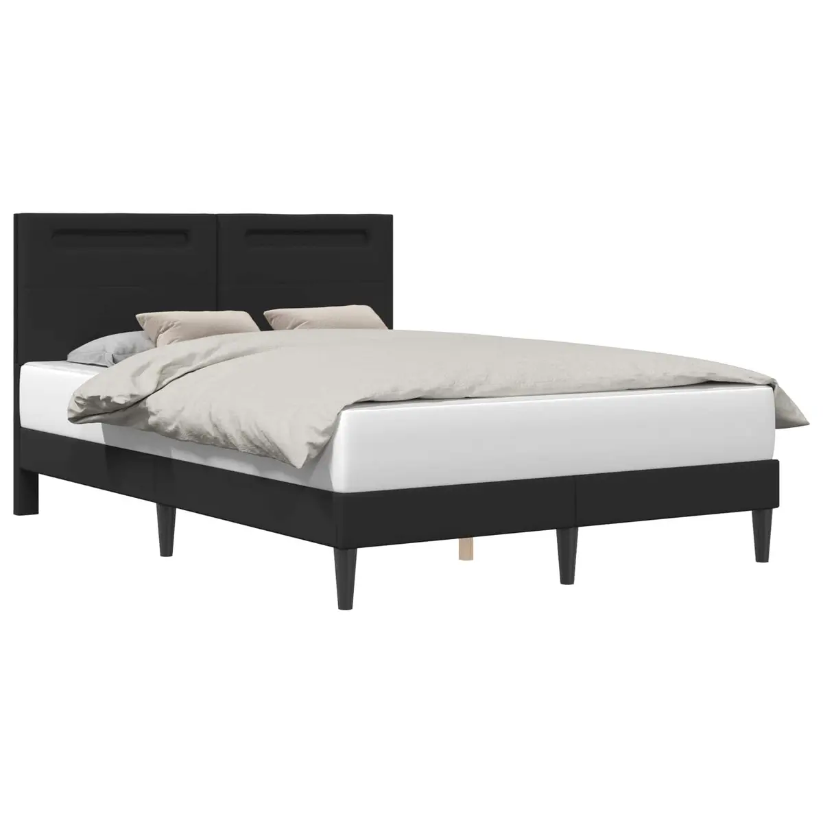 Faux Leather Bed Frame with LED Lighting 153 x 203 cm