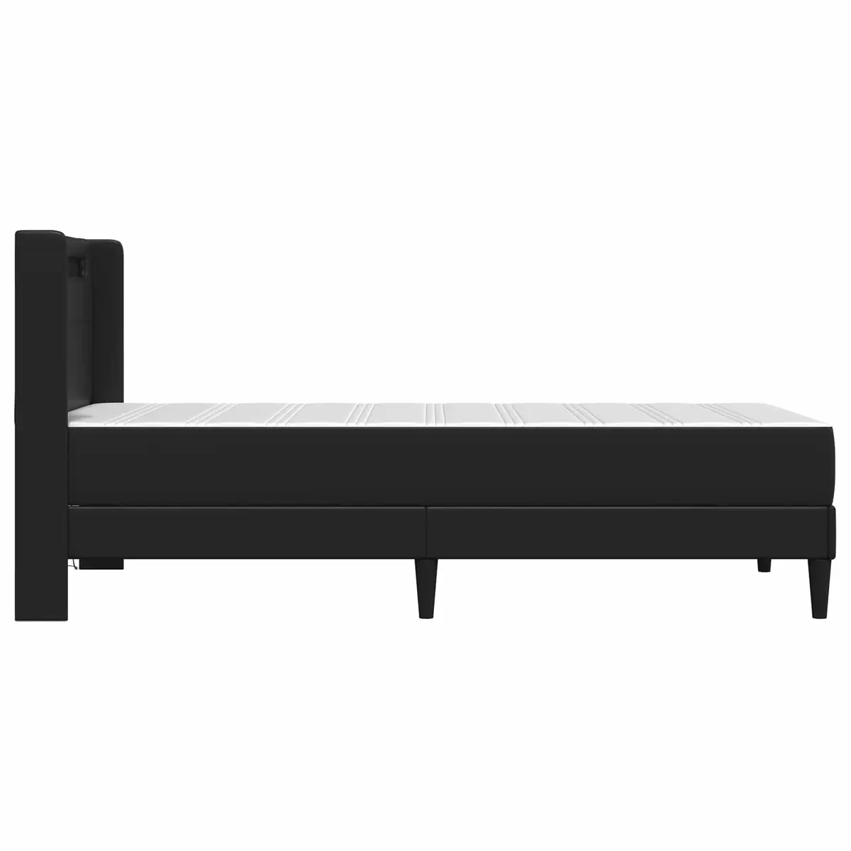 Black Bed Frame with Mattress 90 x 190 cm Faux Leather LED USB Ports
