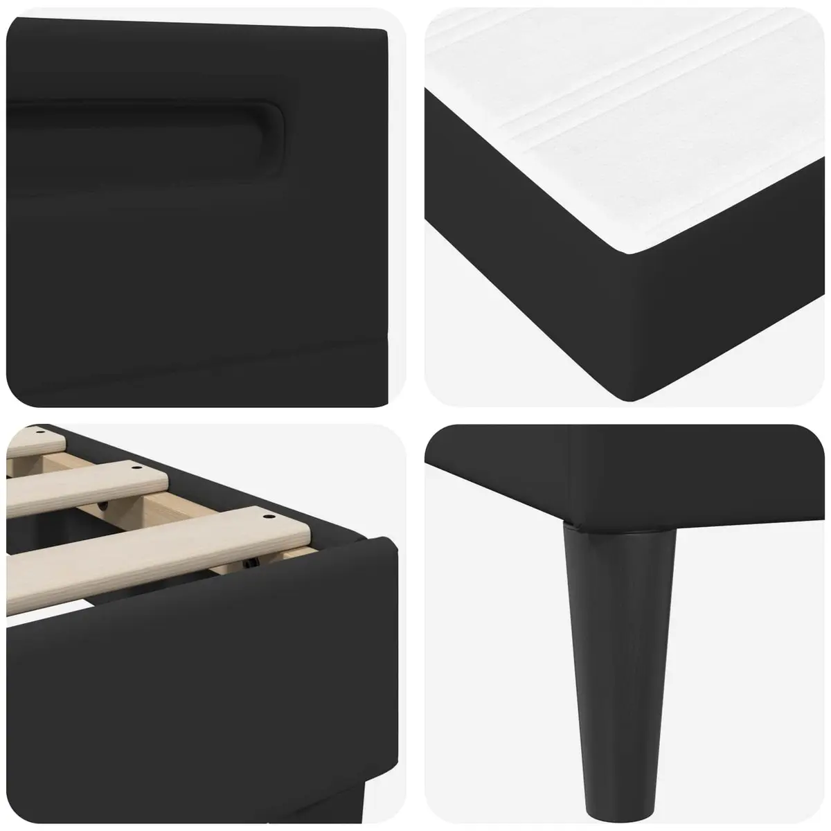 Bed Frame with LED Strip Lights Black 90 x 190 cm Faux Leather Headboard Storage