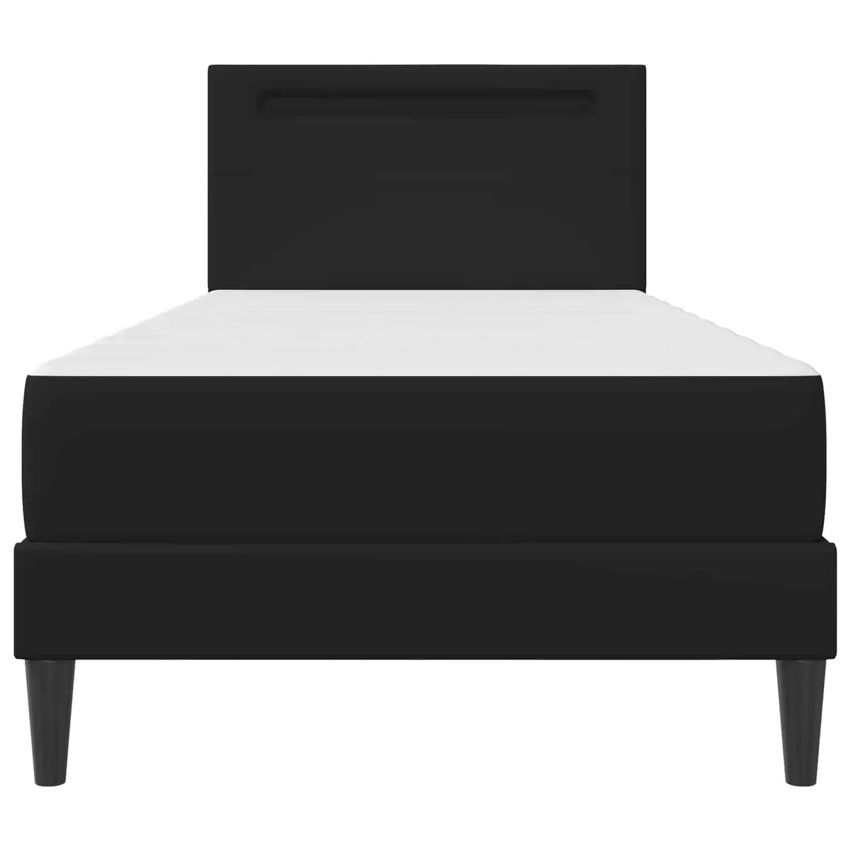 Bed Frame with LED Strip Lights Black 90 x 190 cm Faux Leather Headboard Storage