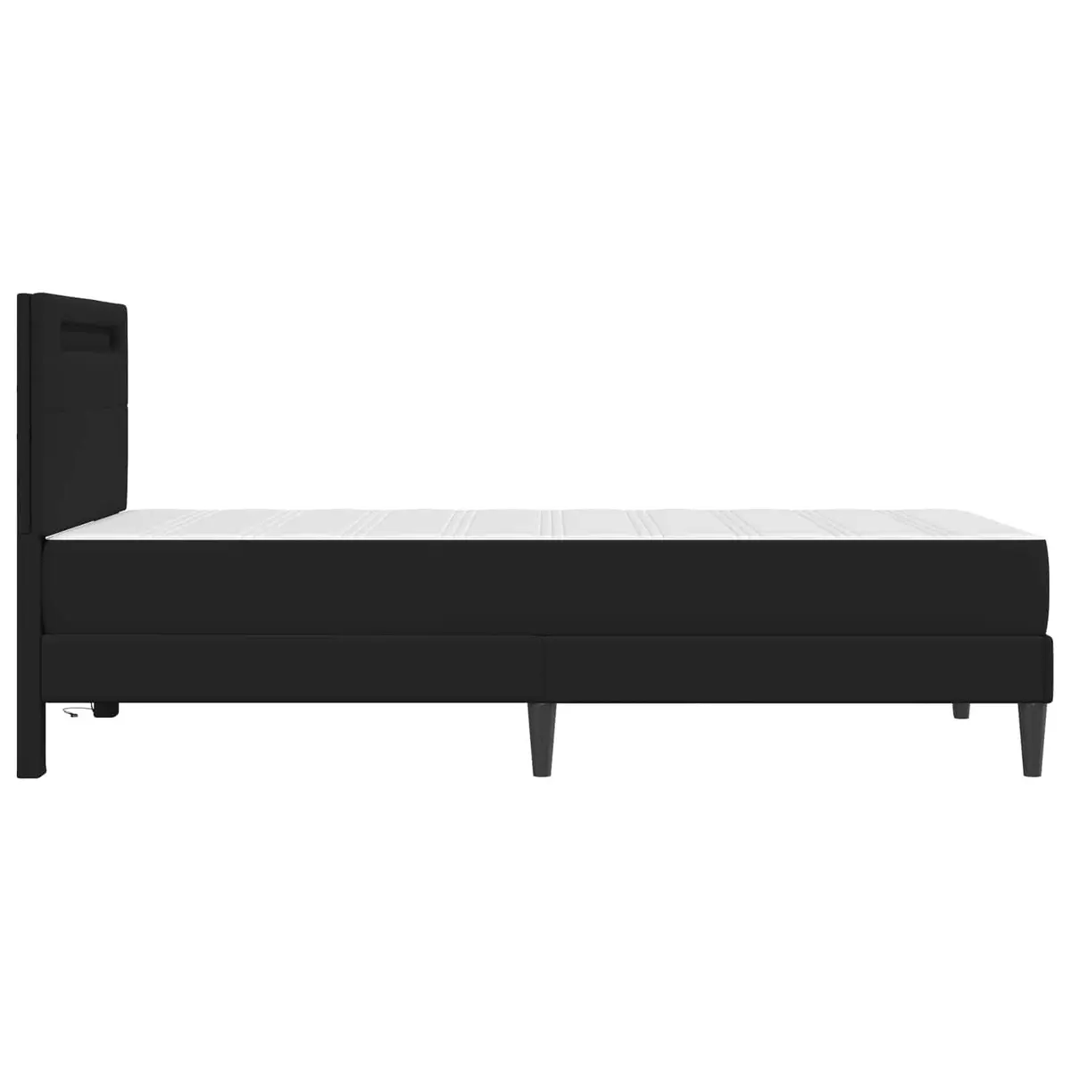 Bed Frame with LED Strip Lights Black 90 x 190 cm Faux Leather Headboard Storage