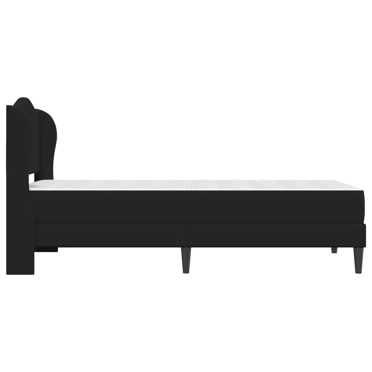 Bed Frame with Padded Headboard 90x190cm Black Faux Leather