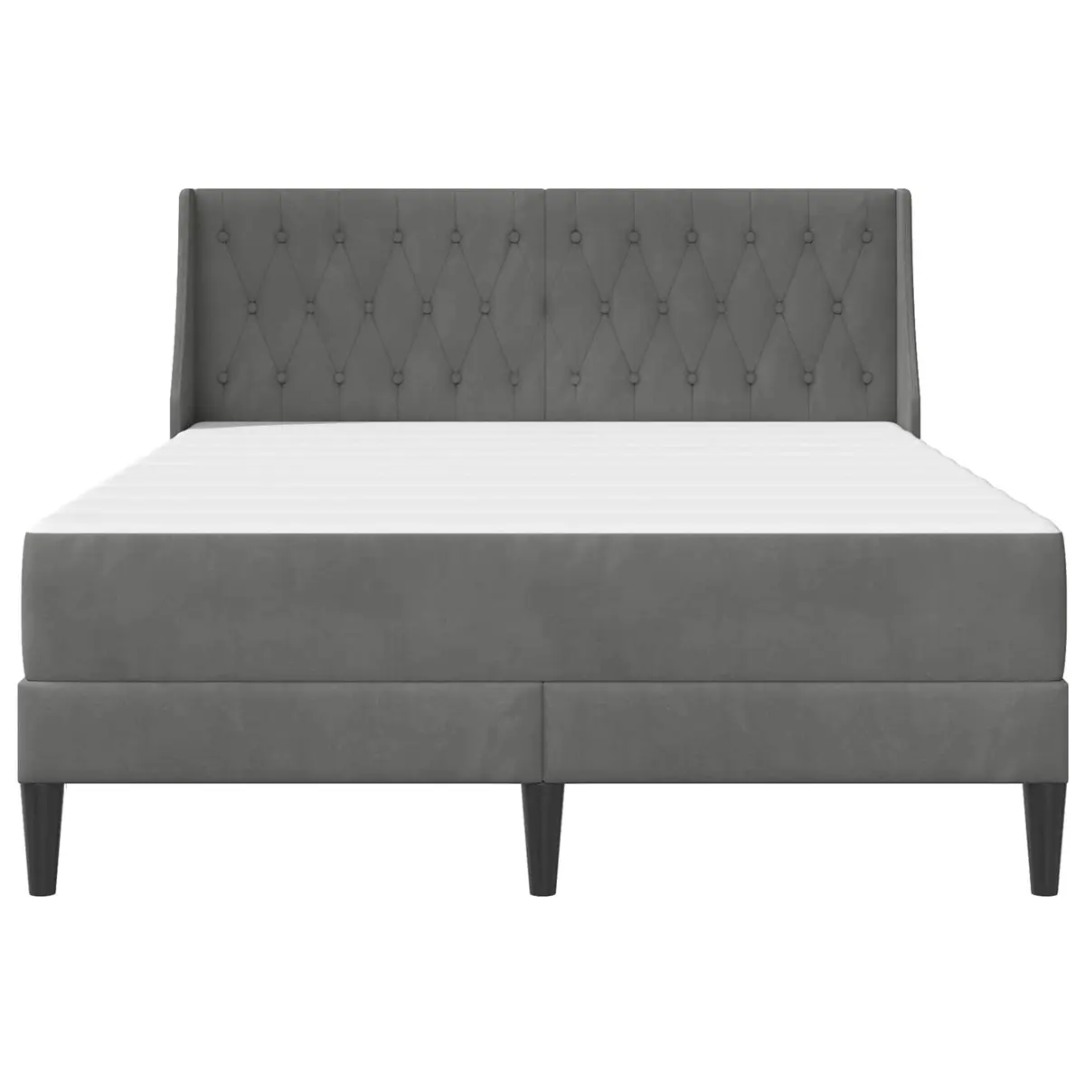 Bed Frame with Integrated Mattress Velvet Upholstered Grey 137 x 190 cm