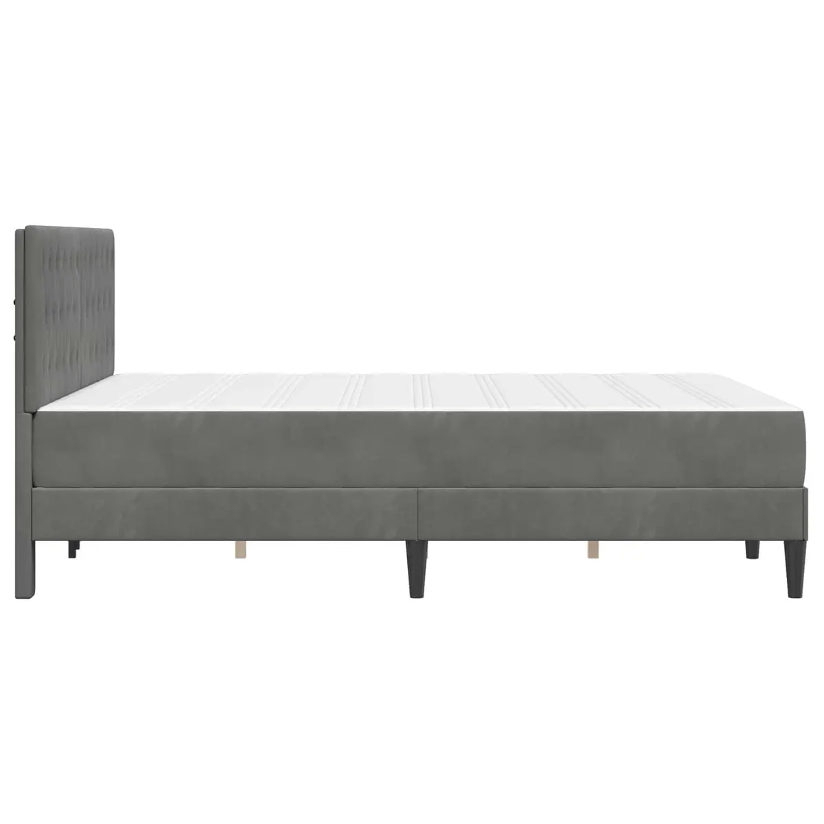 Bed Frame with Mattress Dark Grey 137 x 190 cm Velvet Upholstered Modern Bedroom