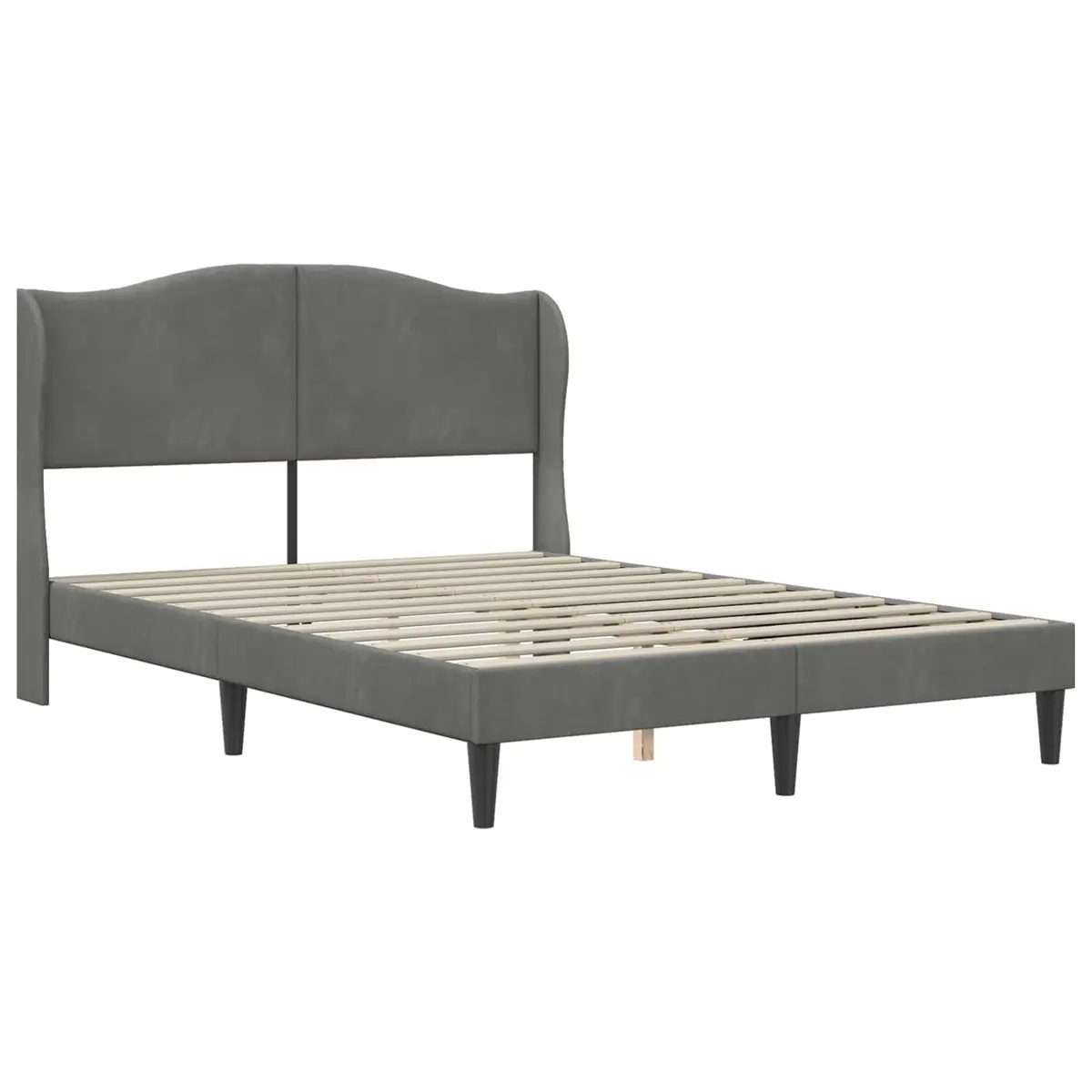 Bed Frame with Headboard Dark Grey 137 x 190 cm Modern Bedroom Furniture Storage