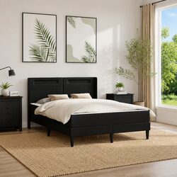 Your New Black Bed Frame with Mattress & USB LED Lights