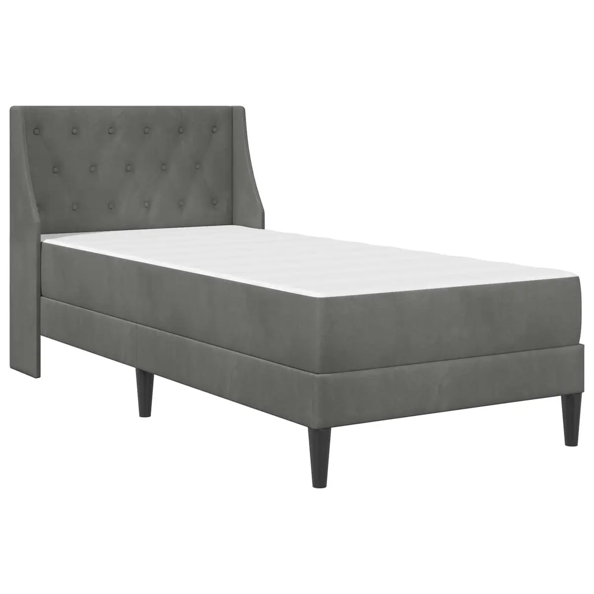 Bed Frame with Integrated Mattress Grey Velvet Modern 107 x 203 cm