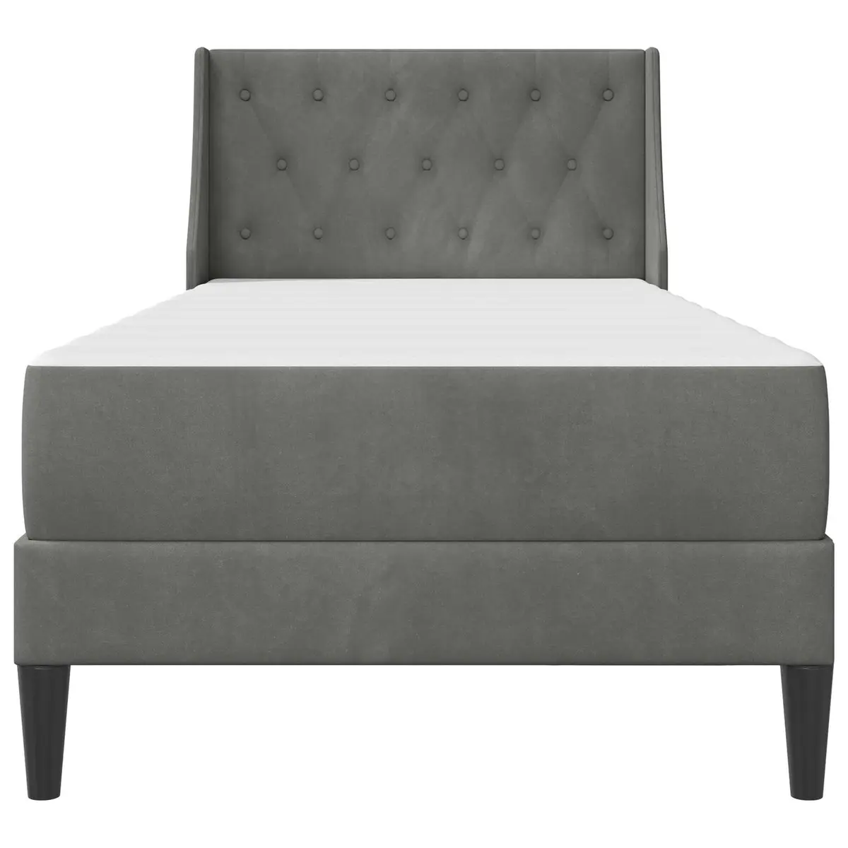 Bed Frame with Integrated Mattress Grey Velvet Modern 107 x 203 cm