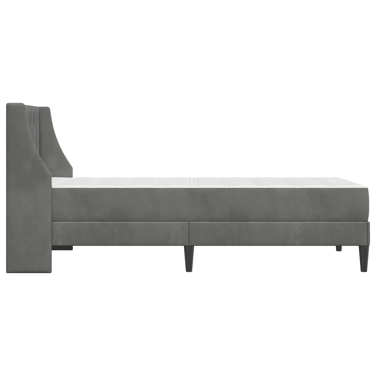 Bed Frame with Integrated Mattress Grey Velvet Modern 107 x 203 cm