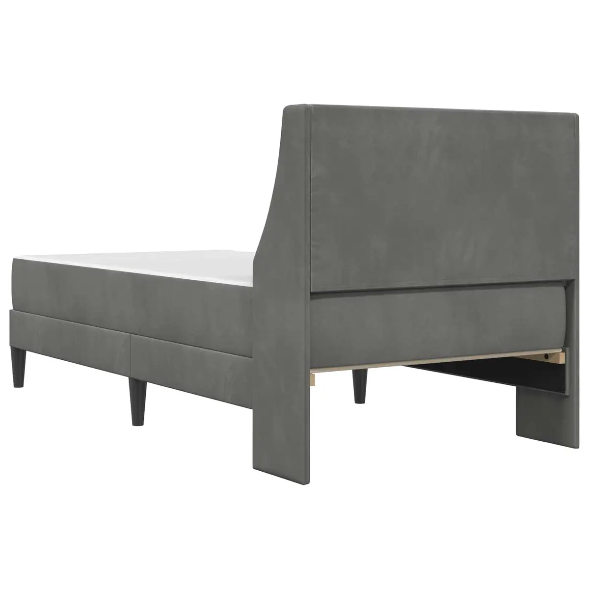 Bed Frame with Integrated Mattress Grey Velvet Modern 107 x 203 cm