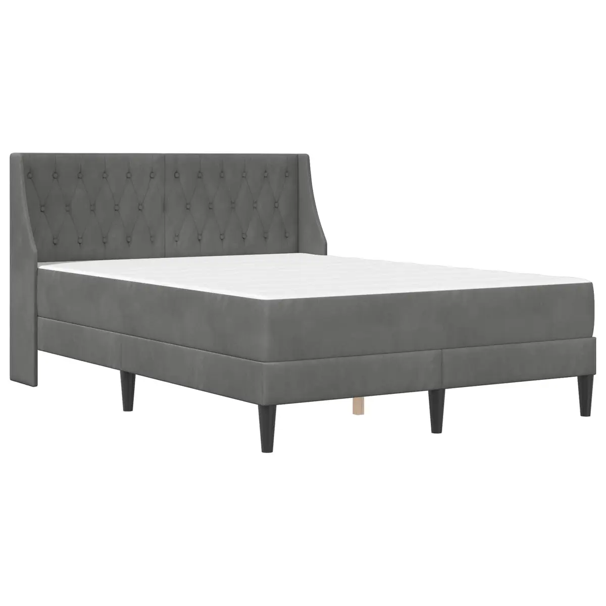 Bed Frame with Mattress Grey Velvet Modern 137 x 190 cm