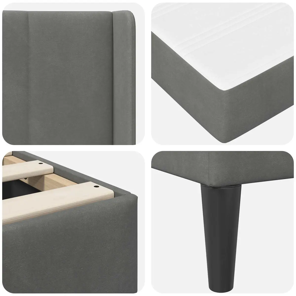 Bed Frame with Mattress Grey Modern Plywood 107 x 203 cm
