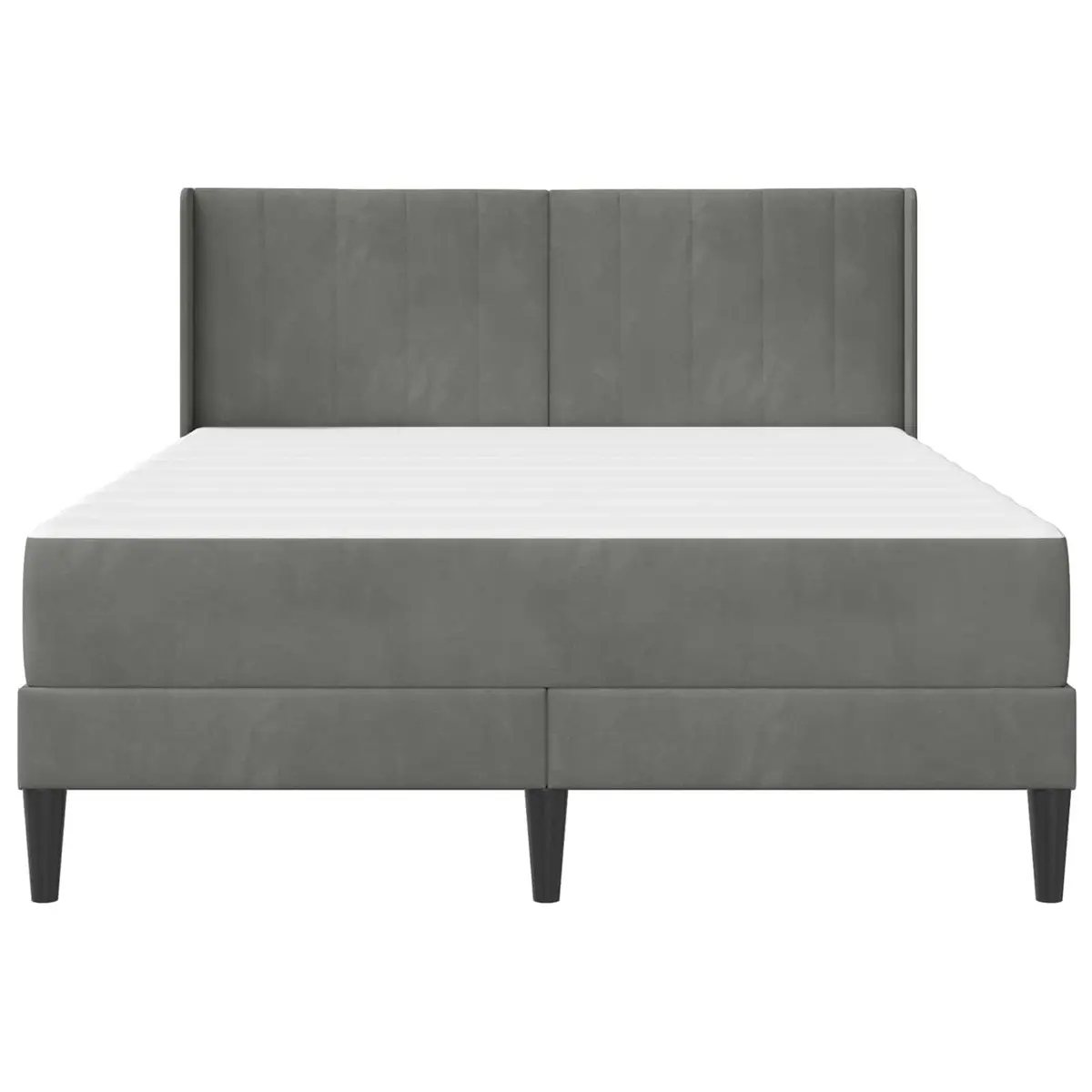 Bed Frame with Mattress Grey 137 x 190 cm Velvet Modern Bedroom Furniture