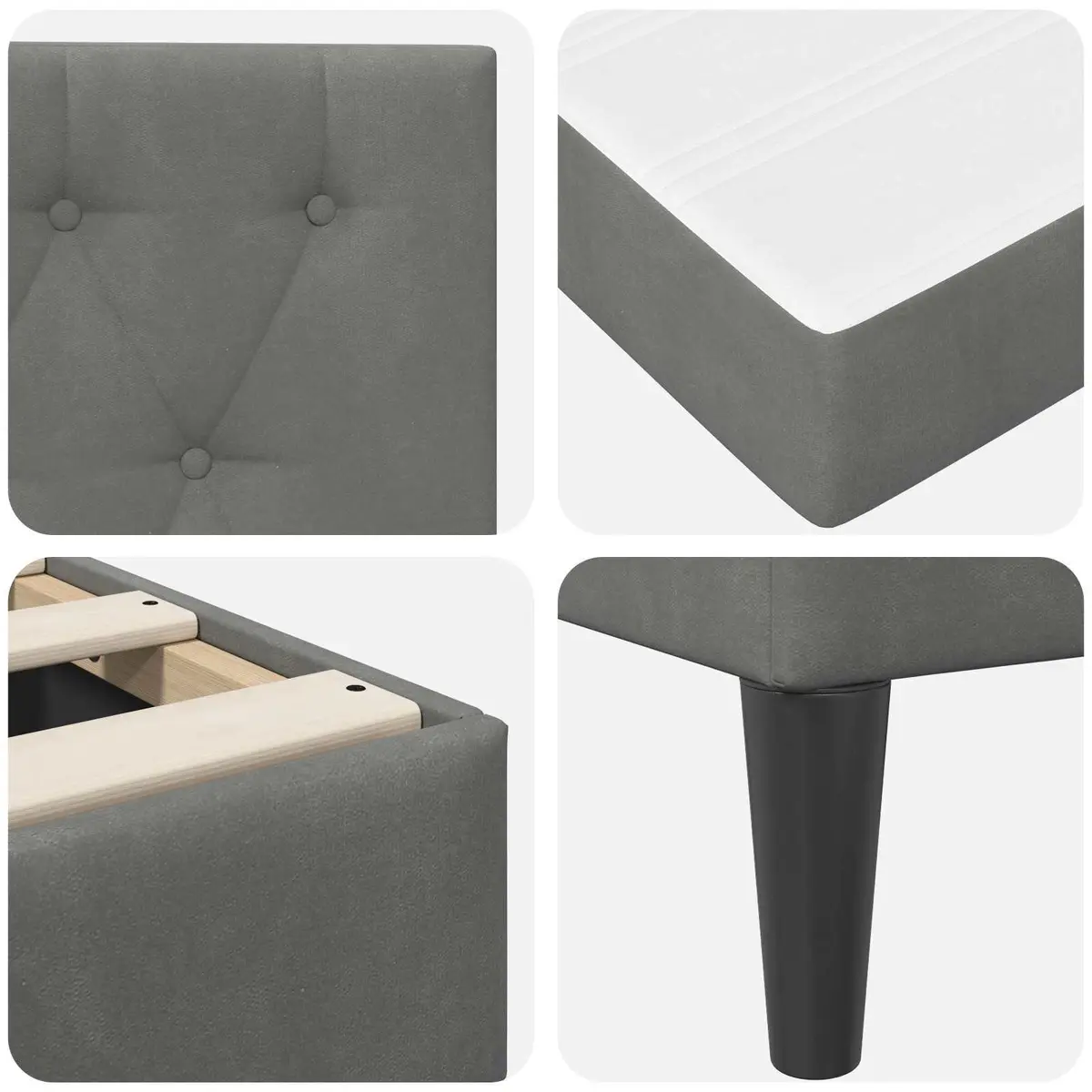 Bed Frame with Velvet Headboard
