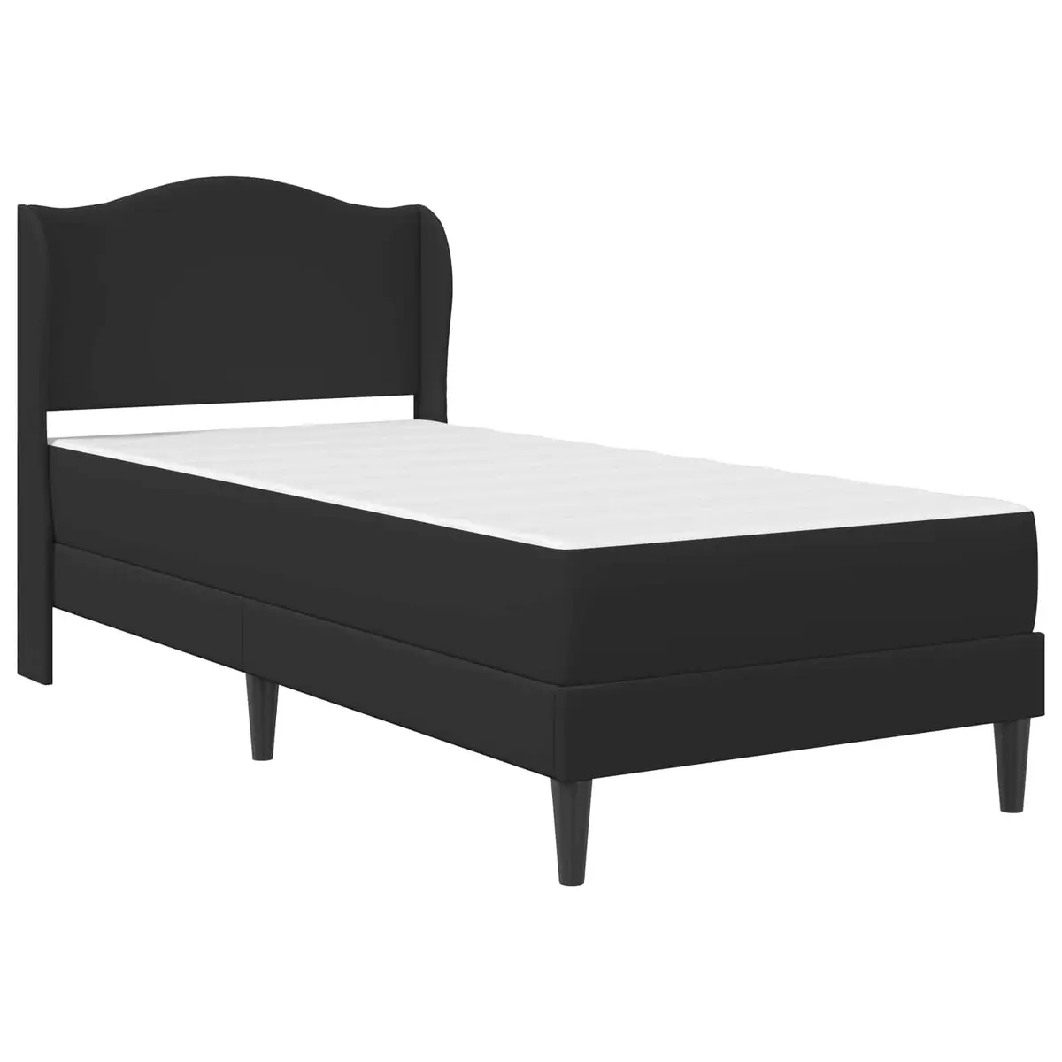 Black Faux Leather Bed Frame with Headboard
