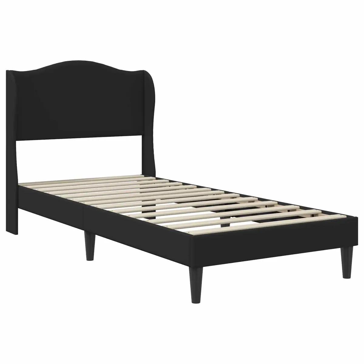 Black Faux Leather Bed Frame with Headboard
