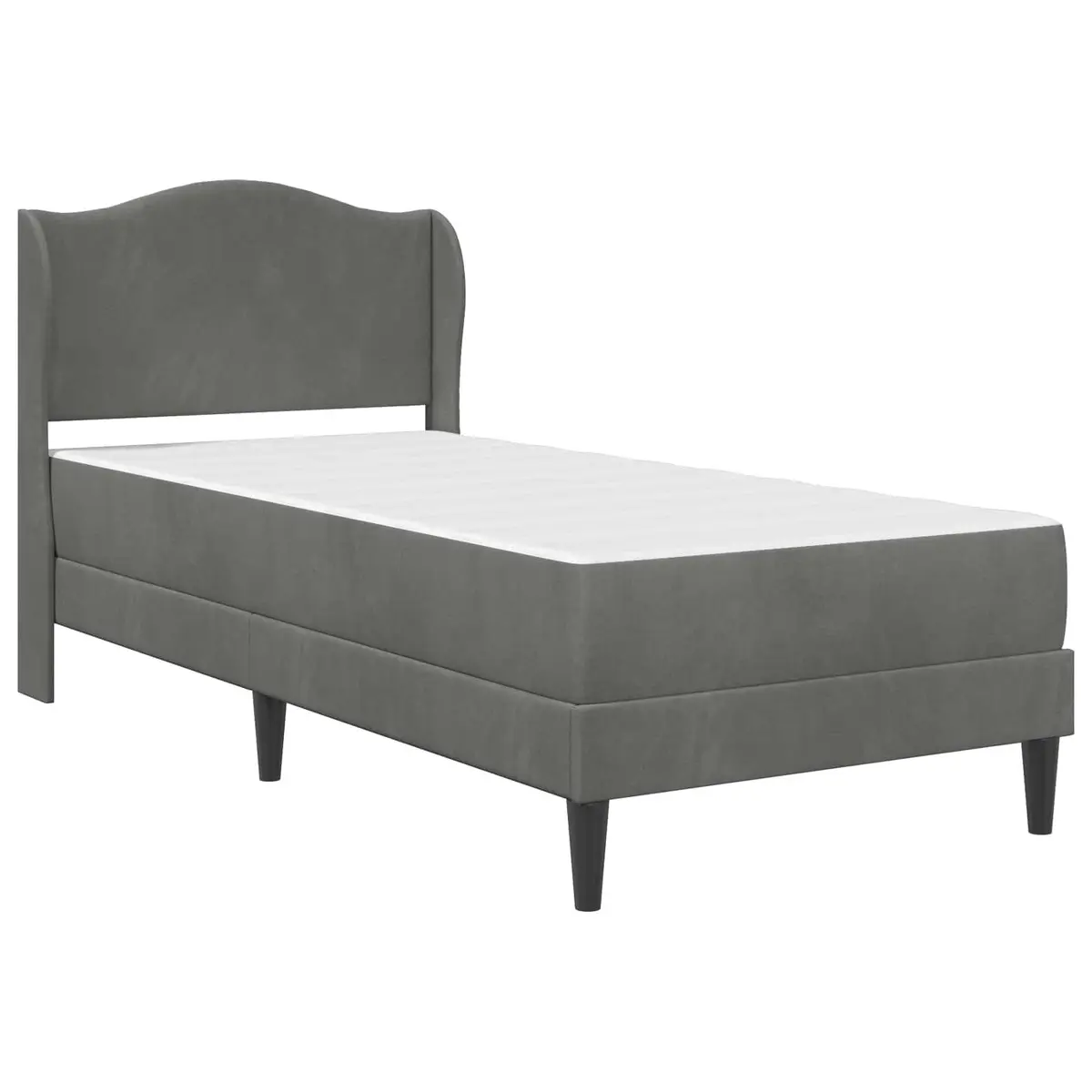 Bed Frame Velvet Upholstery Storage Dark Grey 107 x 203 cm with Headboard
