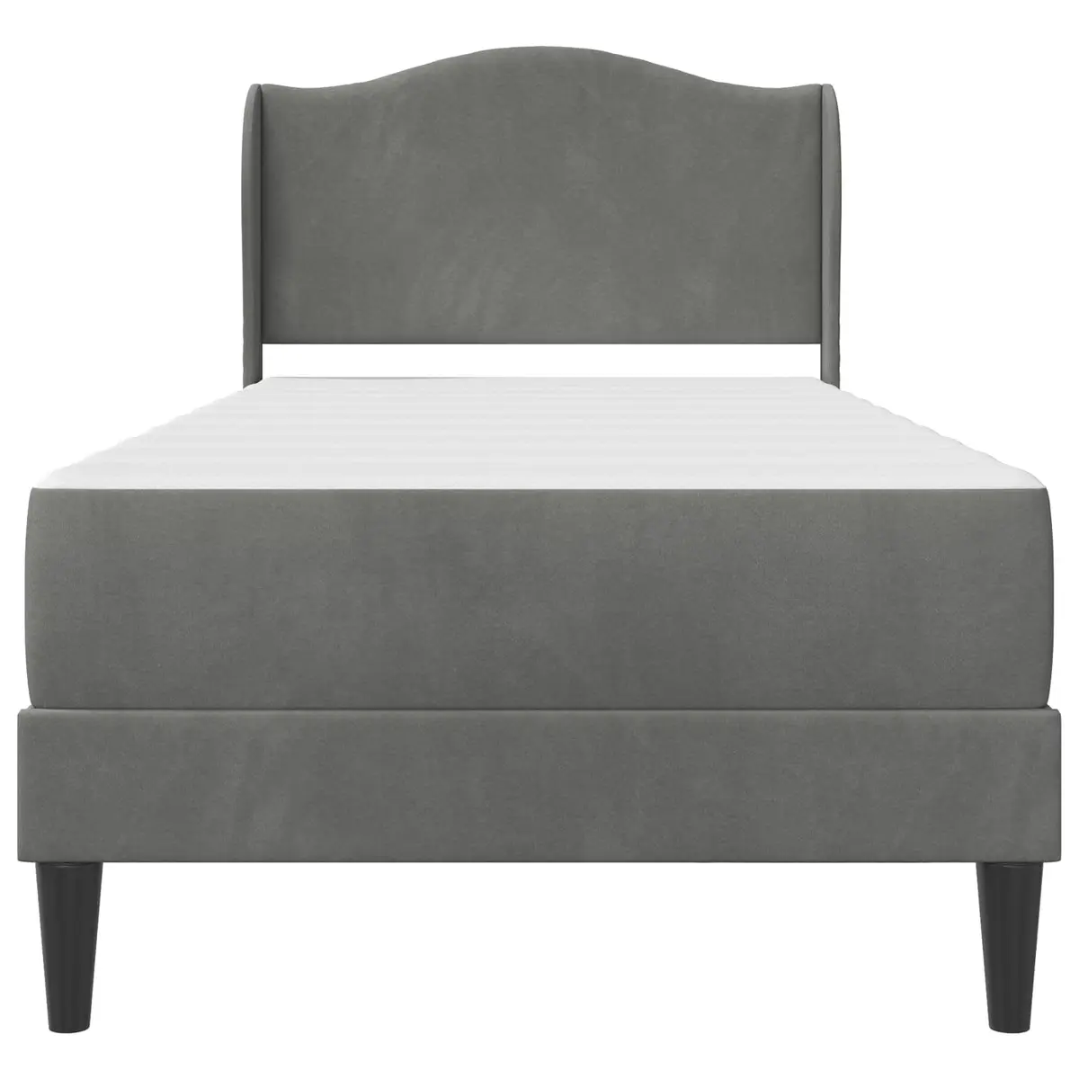 Bed Frame Velvet Upholstery Storage Dark Grey 107 x 203 cm with Headboard