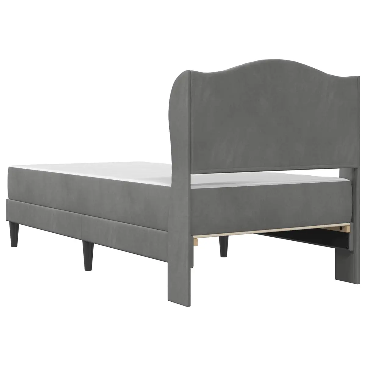 Bed Frame Velvet Upholstery Storage Dark Grey 107 x 203 cm with Headboard