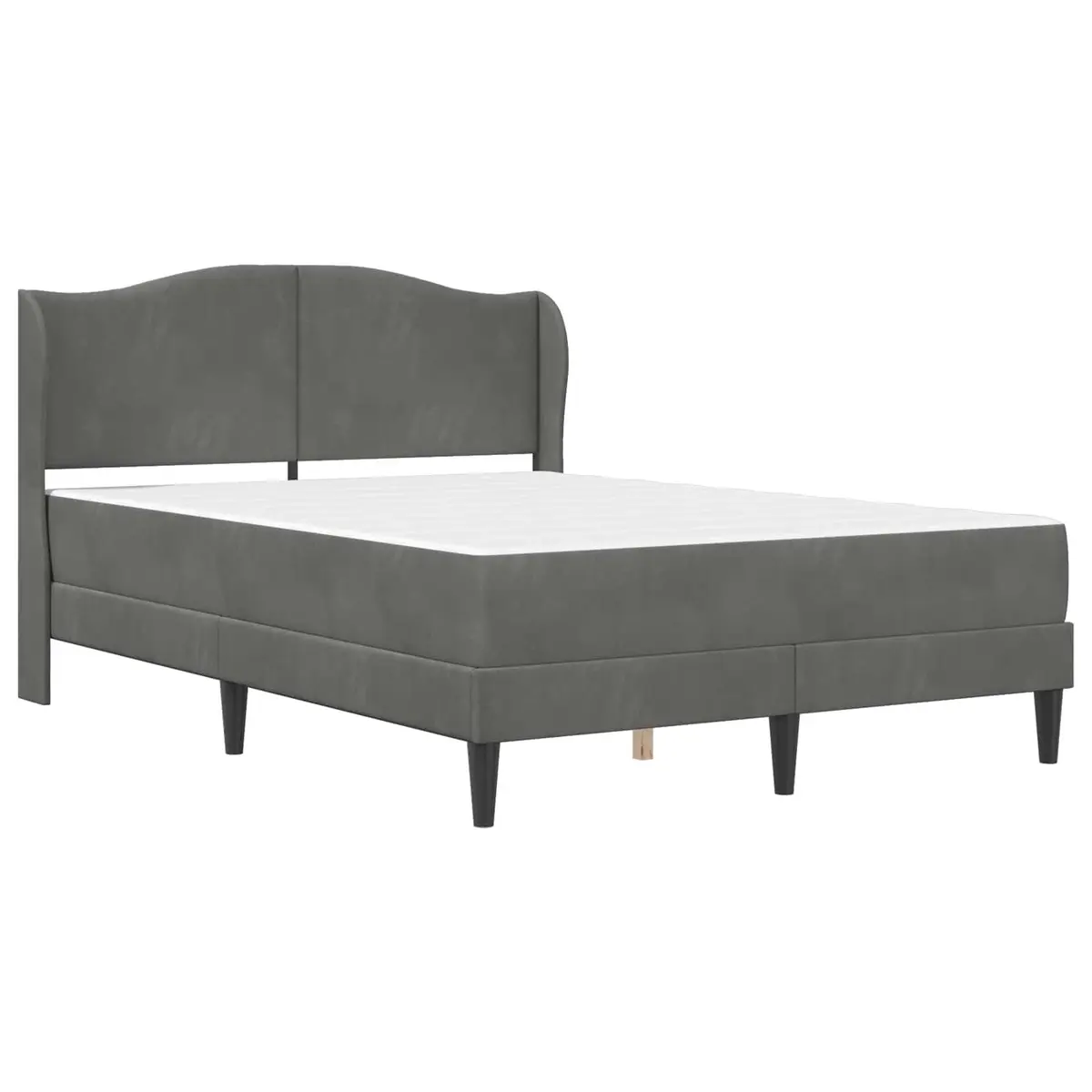 Bed Frame with Headboard Dark Grey Velvet Upholstery 137 x 190 cm