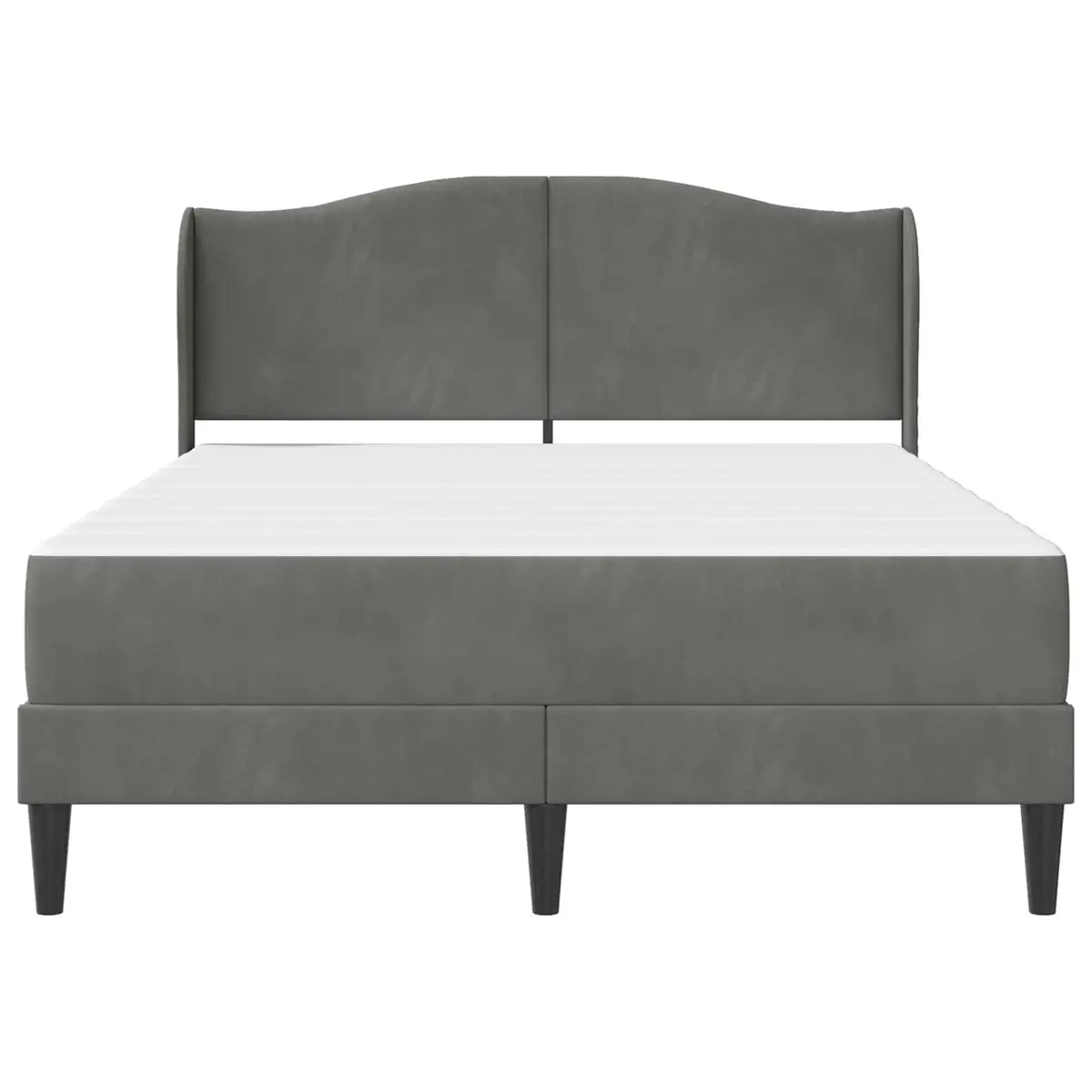 Bed Frame with Headboard Dark Grey Velvet Upholstery 137 x 190 cm