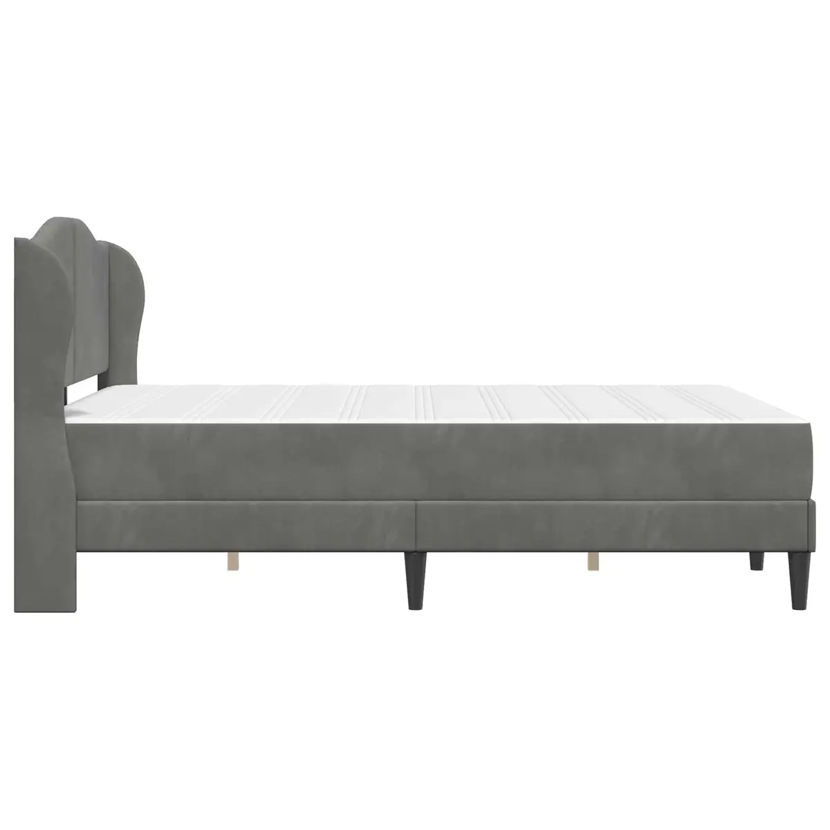 Bed Frame with Headboard Dark Grey Velvet Upholstery 137 x 190 cm