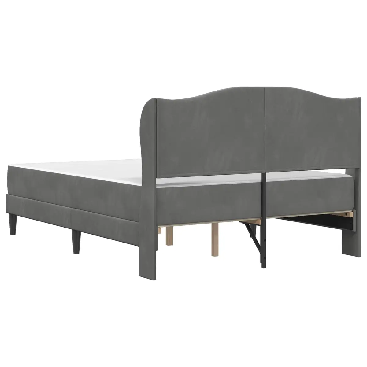 Bed Frame with Headboard Dark Grey Velvet Upholstery 137 x 190 cm