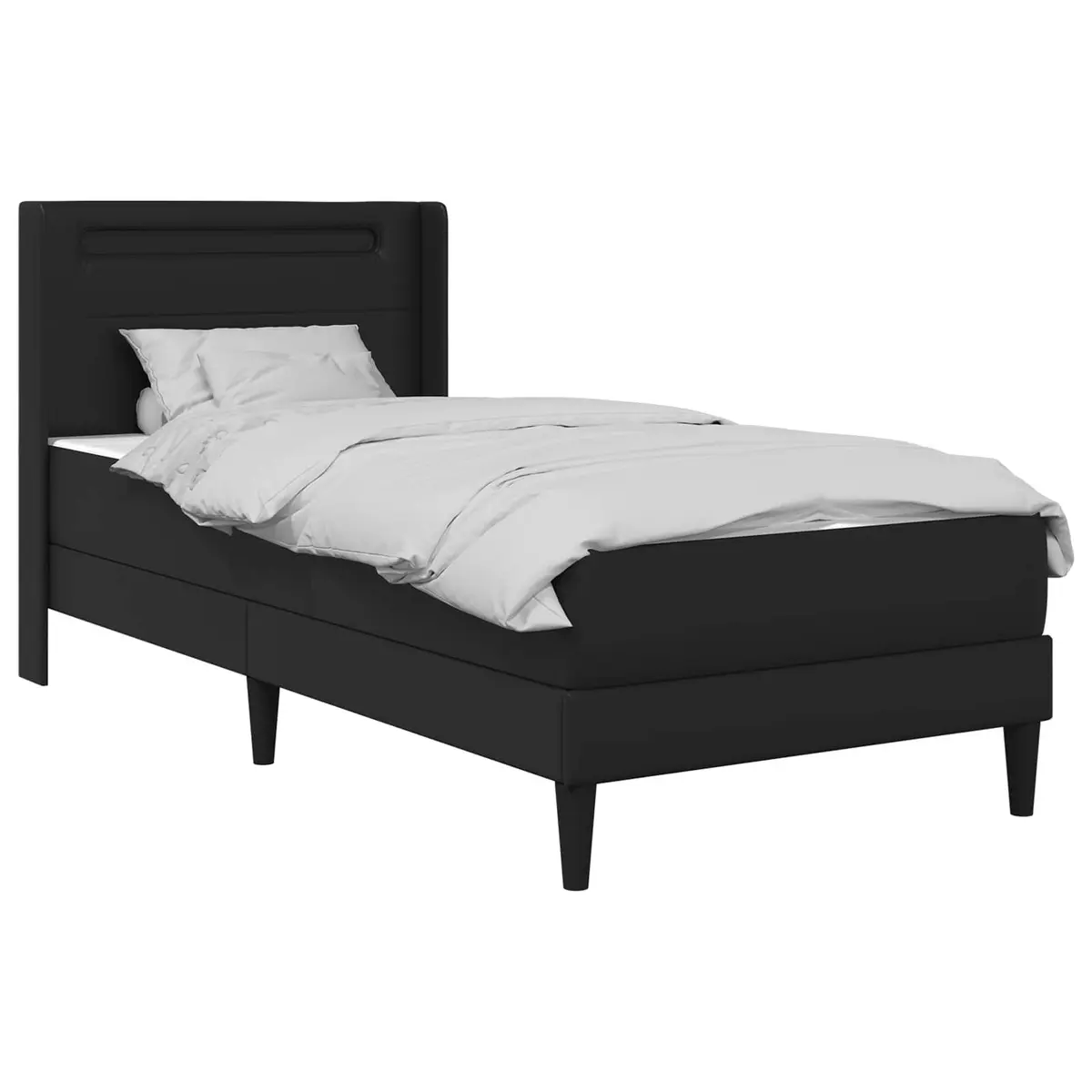 Bed Frame with Mattress Faux Leather Headboard LED Lighting Black 107 x 203 cm