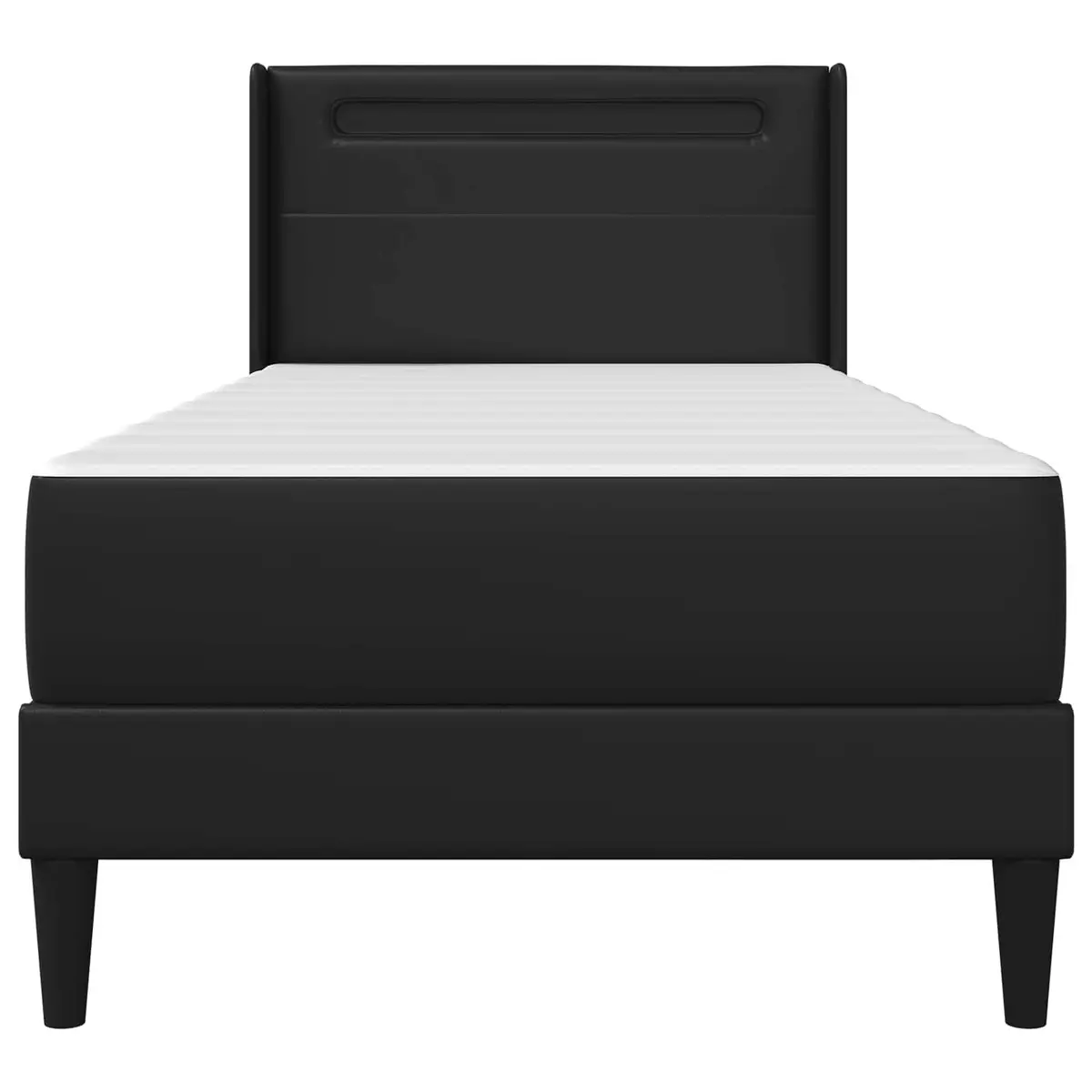Bed Frame with Mattress Faux Leather Headboard LED Lighting Black 107 x 203 cm