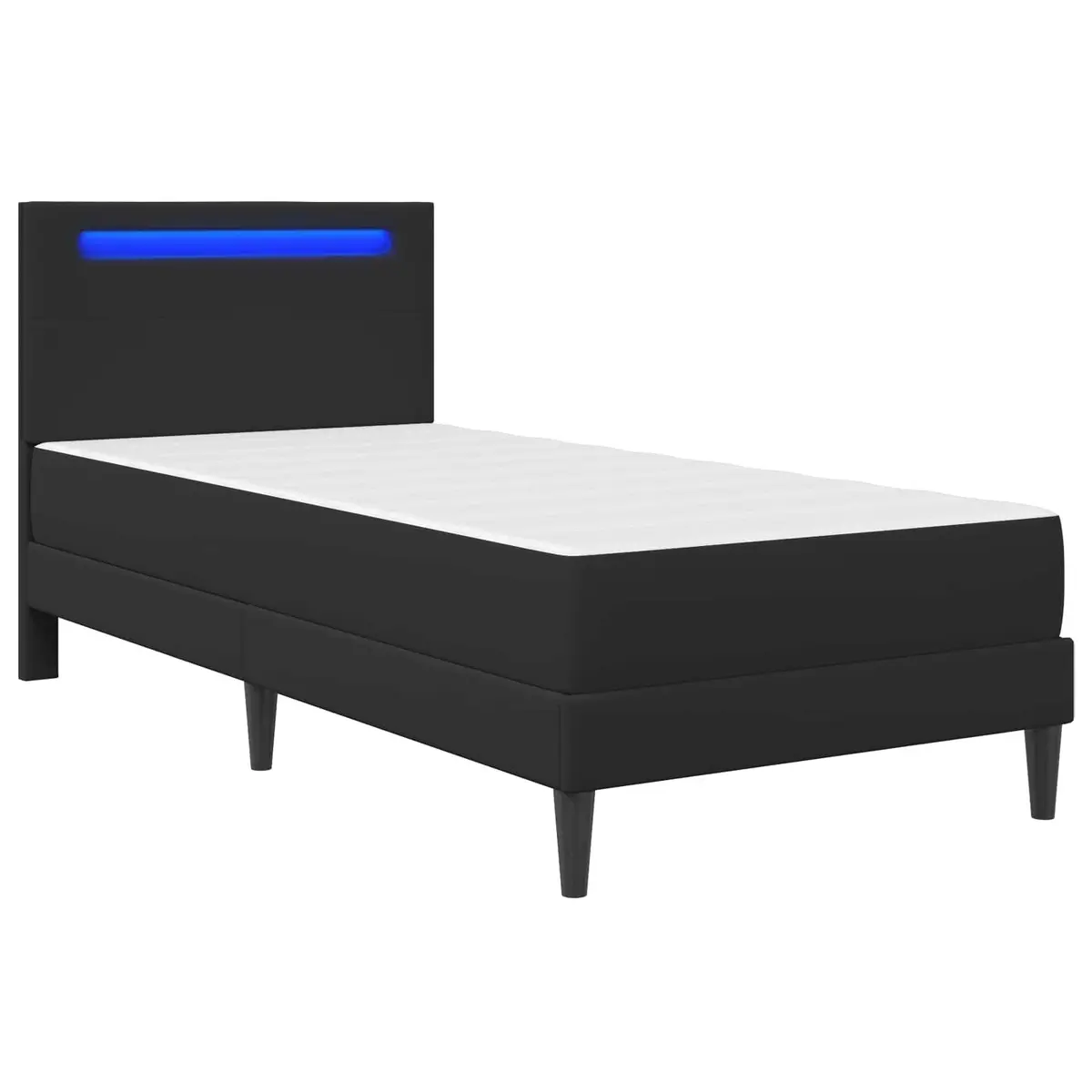 Bed Frame with LED Strip Lights Black 90 x 190 cm Faux Leather Modern Design