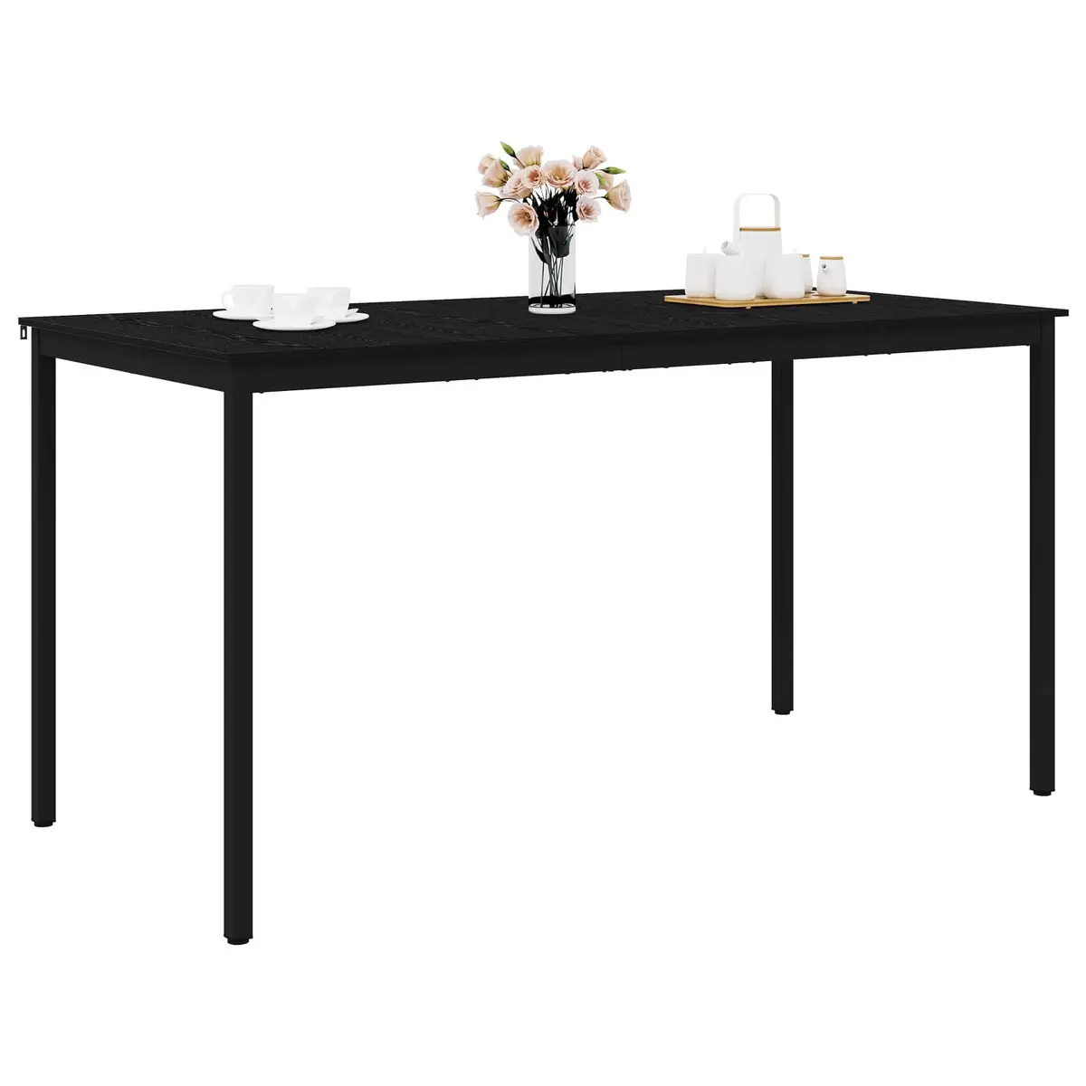 Standing Bar Table Rectangular Black Engineered Wood