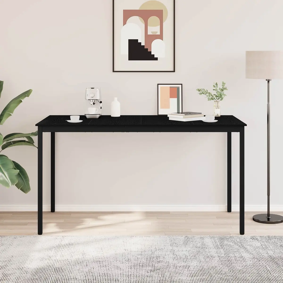 Standing Bar Table Rectangular Black Engineered Wood