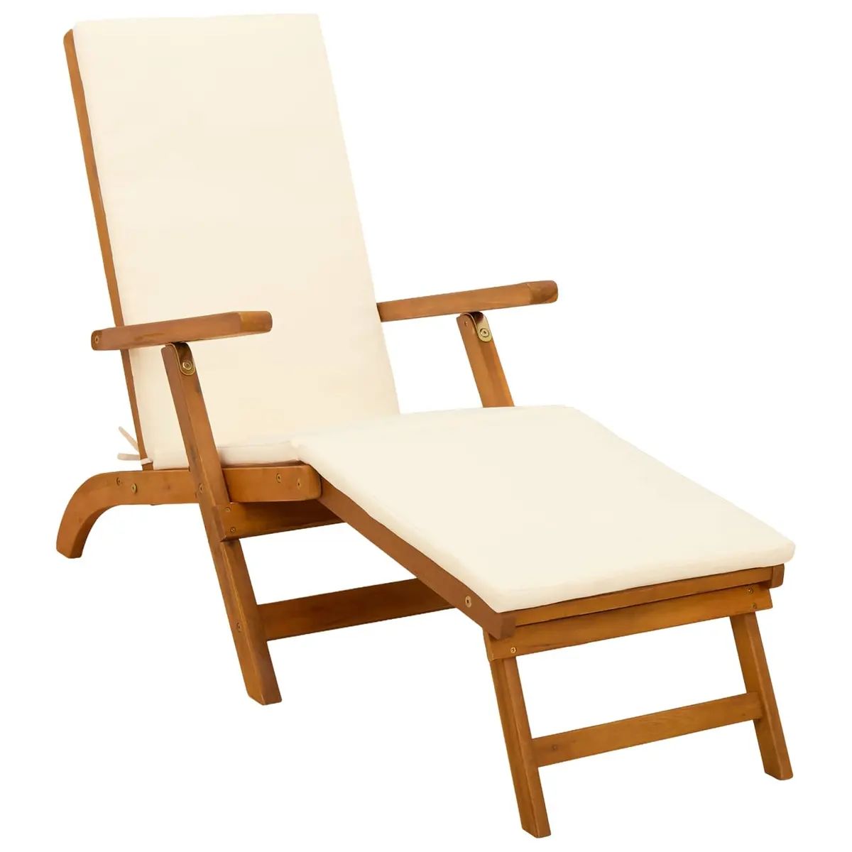 Sun Lounger Folding Reclining Chair Acacia Wood Outdoor Garden Patio Pool 2 Piece