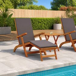 Sun Lounger Folding Reclining Sunbed Outdoor Garden Patio Lounge Chair 2 Pack